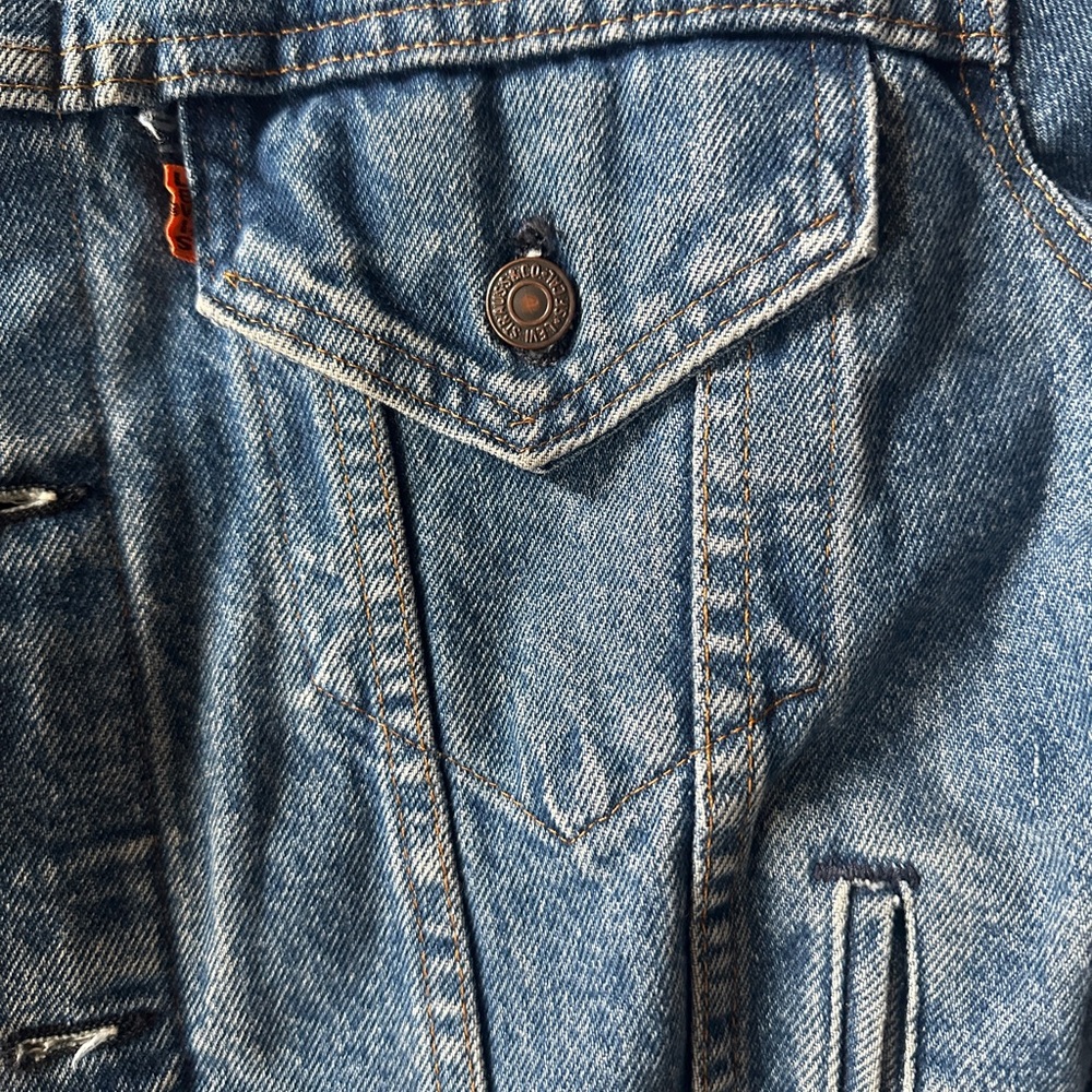 Reformation Denim Jacket with Faux Fur Collar & Cuffs - Size L - Picture 2 of 3